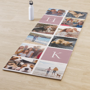 Personalisierte FotoCollage   Mauve Monogram Yogamatte