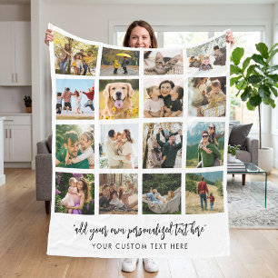 Personalisierte Fotocollage mit 16 Fotos Fleecedecke