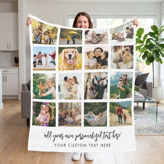 Personalisierte Fotocollage mit 16 Fotos Fleecedecke