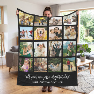 Personalisierte Fotocollage mit 16 Fotos Fleecedecke