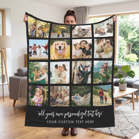 Personalisierte Fotocollage mit 16 Fotos Fleecedecke