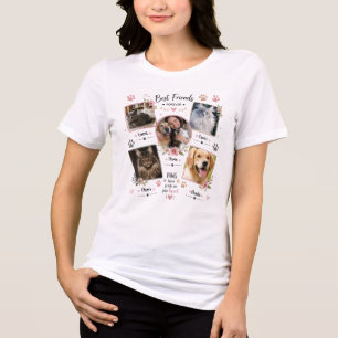 Personalisierte Fotocollage mit floralem Pfotenabd Tri-Blend Shirt