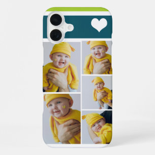 Personalisierte Fotocollage mit Herz iPhone 16 Plus Hülle