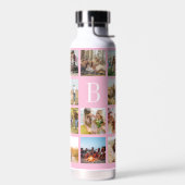 Personalisierte Fotocollage mit rosa Monogramm und Trinkflasche (Links)