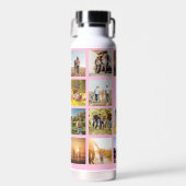Personalisierte Fotocollage mit rosa Monogramm und Trinkflasche (Vorne)