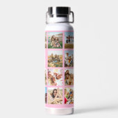 Personalisierte Fotocollage mit rosa Monogramm und Trinkflasche (Rückseite)