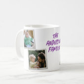 Personalisierte Fotocollage mit vier Familienfamil Kaffeetasse (Vorderseite Links)