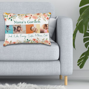 Personalisierte FotoCollage Nana Grandmas Garten Dekokissen