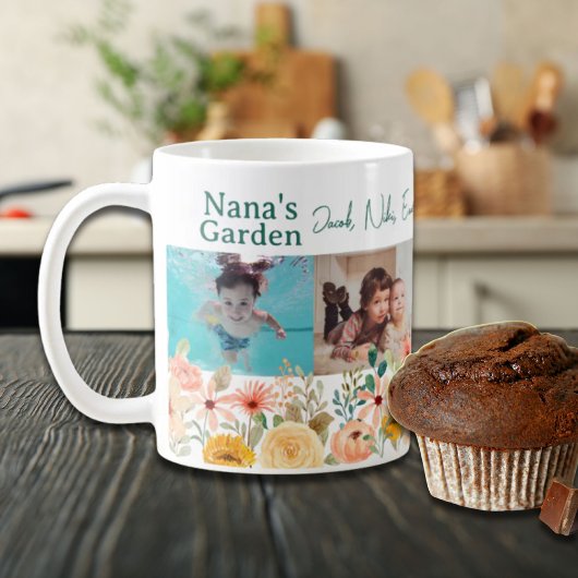 Personalisierte FotoCollage Nana Grandmas Garten Kaffeetasse