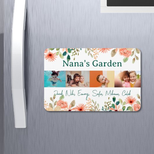 Personalisierte FotoCollage Nana Grandmas Garten Magnet