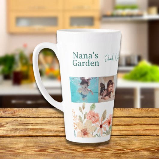 Personalisierte FotoCollage Nana Grandmas Garten Milchtasse