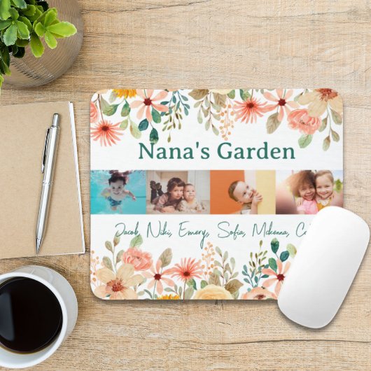 Personalisierte FotoCollage Nana Grandmas Garten Mousepad