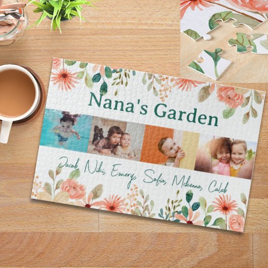 Personalisierte FotoCollage Nana Grandmas Garten Puzzle