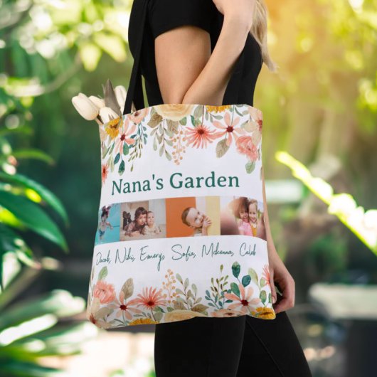 Personalisierte FotoCollage Nana Grandmas Garten Tasche