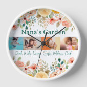 Personalisierte FotoCollage Nana Grandmas Garten Uhr (Vorderseite)