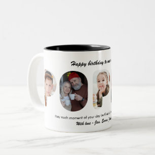 Personalisierte Fotocollage Opa mit Mohn Zweifarbige Tasse