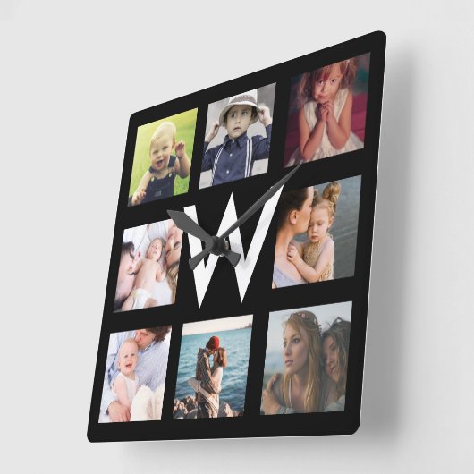 Personalisierte FotoCollage Quadratische Wanduhr (Winkel)