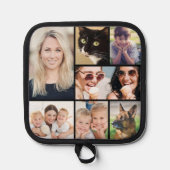 Personalisierte FotoCollage Schwarz Topflappen (Vorderseite)