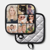 Personalisierte FotoCollage Schwarz Topflappen (Vorderseite/Rückseite)