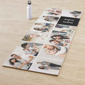 Personalisierte FotoCollage | Schwarzes Monogramm Yogamatte