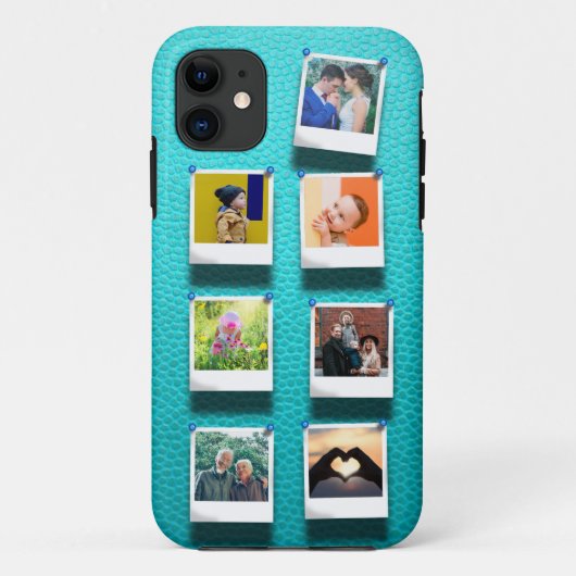 Personalisierte FotoCollage Turquoise Girly Trendy Case-Mate iPhone Hülle (Rückseite)