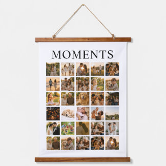 Personalisierte Fotocollage Wandteppich Mit Holzrahmen