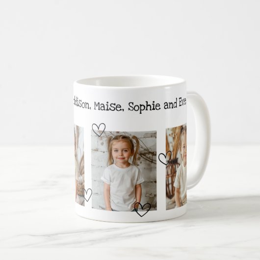 Personalisierte Fotocollage Wir Liebe Sie Text Tas Kaffeetasse (VorderseiteRechts)