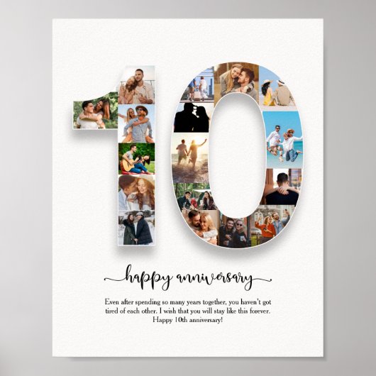 Personalisierte FotoCollage zum 10. Jubiläum Poster (Vorne)