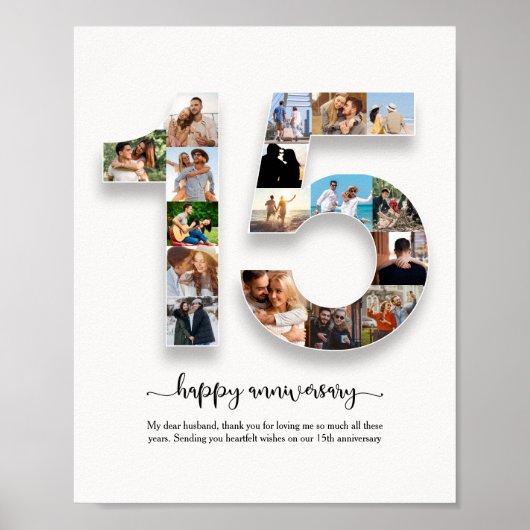 Personalisierte FotoCollage zum 15. Jubiläum Poster (Vorne)