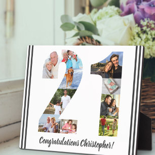Personalisierte Fotocollage zum 21. Geburtstag Fotoplatte