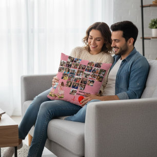 Personalisierte Fotocollage zum 25. Hochzeitstag Kissen