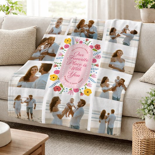 Personalisierte Fotodecke für Mama Floral Fleecedecke