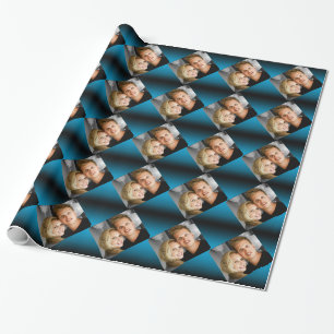 Personalisierte Fotofamilie verbindet Fotoblau 2 Geschenkpapier