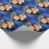 Personalisierte Fotofamilie verbindet Fotoblau Geschenkpapier (Ecke)