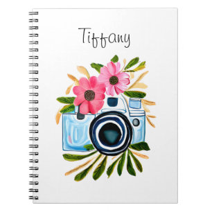 Personalisierte Fotografie Vintag Camera-Blume Notizblock