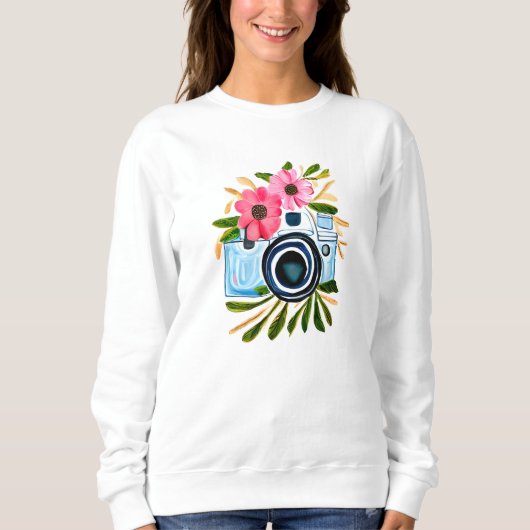 Personalisierte Fotografie Vintag Camera-Blume Sweatshirt (Vorderseite)