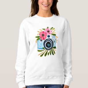 Personalisierte Fotografie Vintage-Kamera Blumen Sweatshirt