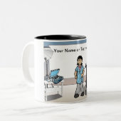 Personalisierte Fotografin - Cartoon von Frauen Zweifarbige Tasse (Vorderseite Links)