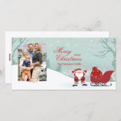 Personalisierte Fotokarte Santa Sleigh Feiertagskarte (Vorne/Hinten)