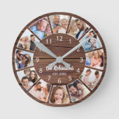 Personalisierte Fotokopie Naturholzfamilie Runde Wanduhr (Vorderseite)