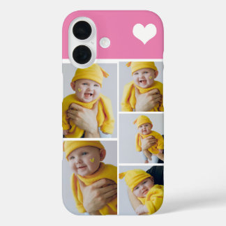 Personalisierte Fotomaterial mit Herz iPhone 16 Hülle