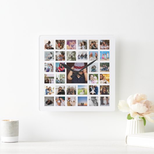 Personalisierte Fotomaterial Quadratische Wanduhr (Zuhause)