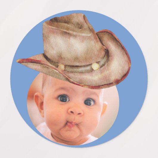 PERSONALISIERTE Fotopapier Party Cowboy-Gesichter Etiketten (Design 2)