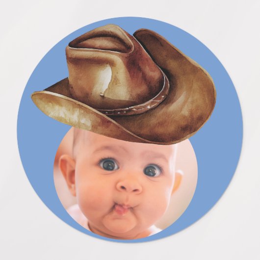 PERSONALISIERTE Fotopapier Party Cowboy-Gesichter Etiketten (Design 1)