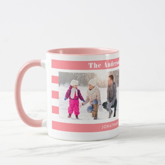 Personalisierte Fotos in modernen rosa Streifen Tasse (Links)