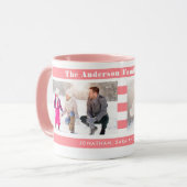 Personalisierte Fotos in modernen rosa Streifen Tasse (Vorderseite Links)