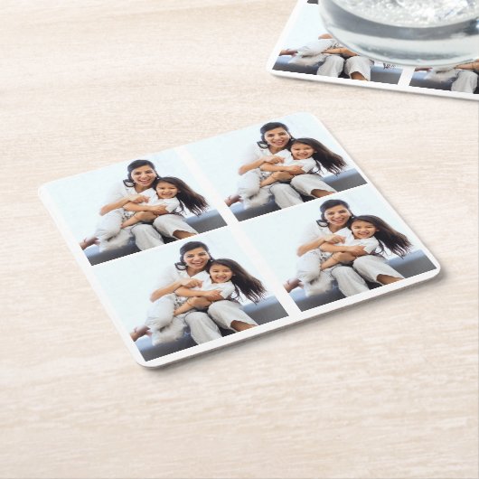 Personalisierte Fotos mit vier Collagen Rechteckiger Pappuntersetzer (angewinkelt)