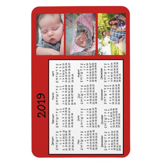 Personalisierte Fotos Red Mini Magnet Kalender 201 (Vertikal)