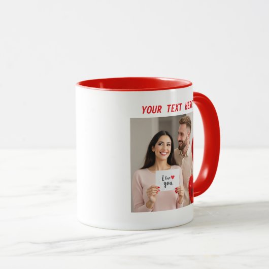 Personalisierte Fotos und ein glücklicher Valentin Tasse (VorderseiteRechts)