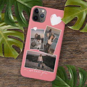 Personalisierte Fotos und Herz auf rosafarbenem Bl Case-Mate iPhone Hülle
